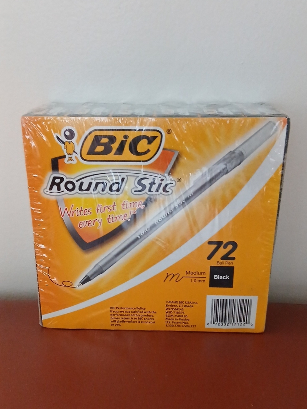Bic Round Stic 1.0mm Medium Ball Pens #20119(Black Ink) 72 Count (6 boxes of 12)